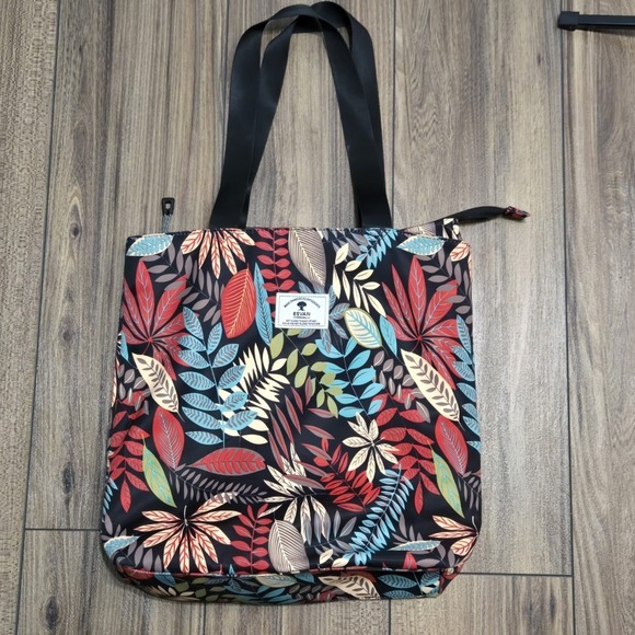 Handbags - ESVAN Tote Bag Tropical Leaf Print Multicolor Zippered Shoulder Bag